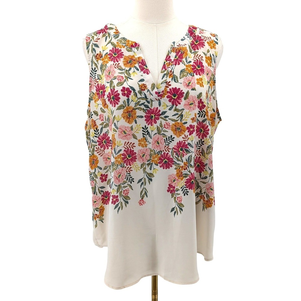 Floral‎ Blouse Sleeveless V Neck Flowy Lightweight Tank XXL